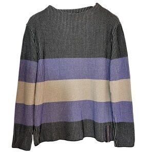 Faber 🇩🇪 cotton blend striped knit boxy mock neck sweater excellent condition
